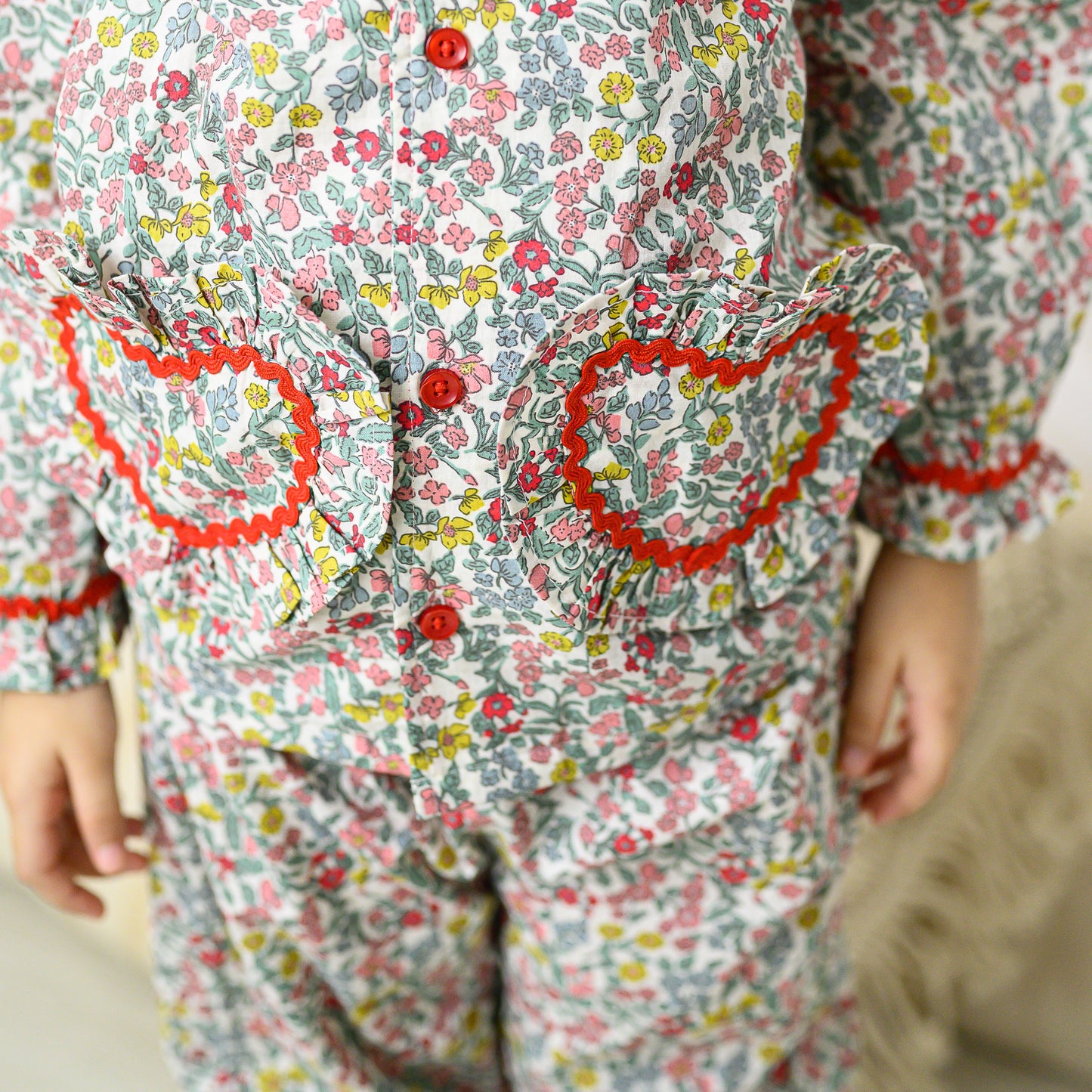 Multi Color Floral Night Suit With Pants