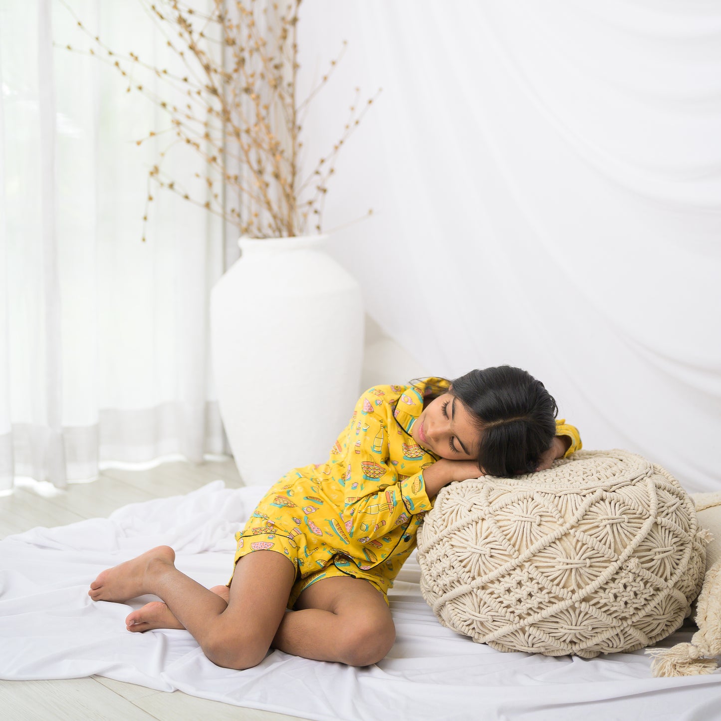 Yellow Cotton Night Suit Set