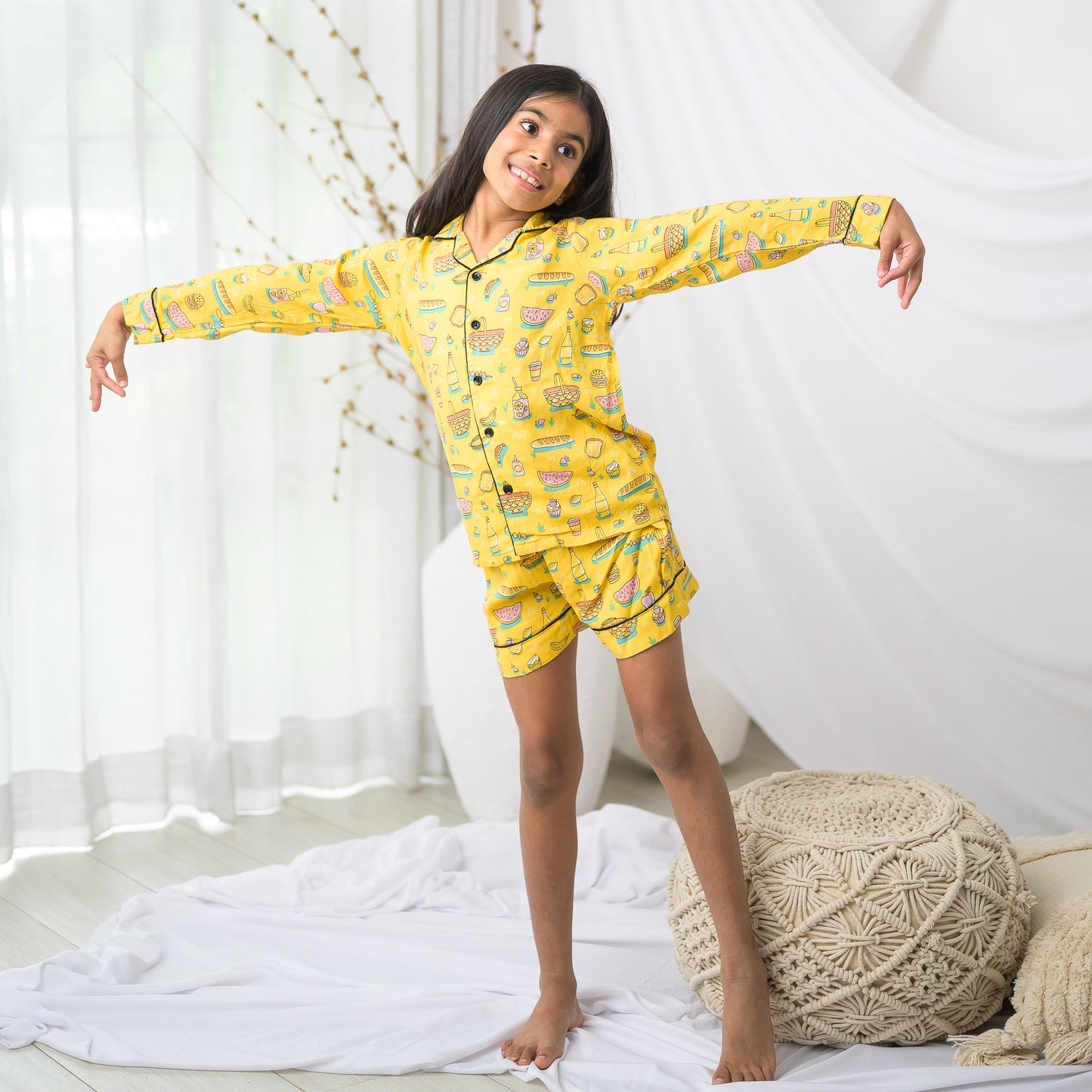 Yellow Cotton Night Suit Set