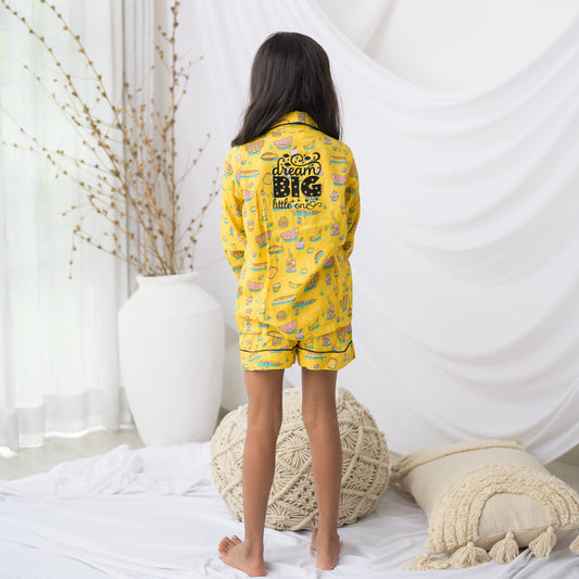 Yellow Cotton Night Suit Set