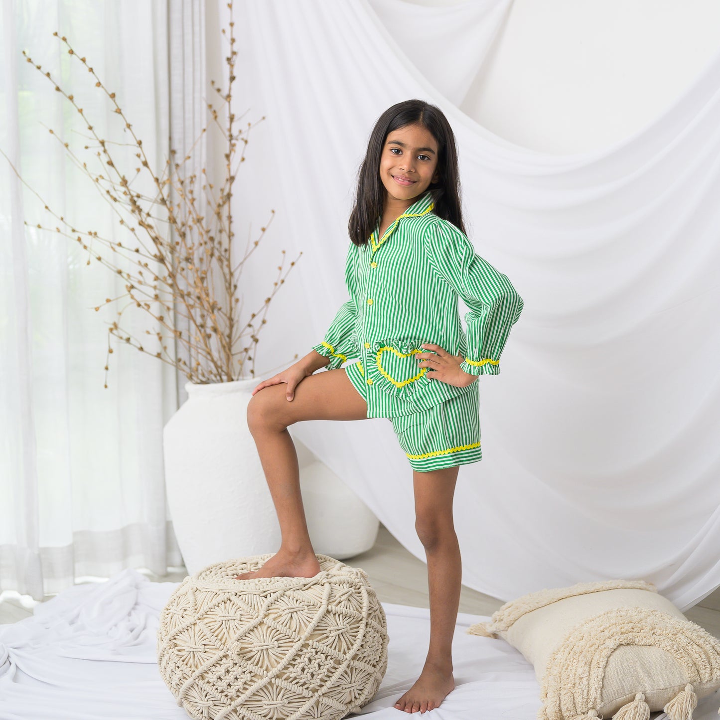 Green Stripes Night Suit