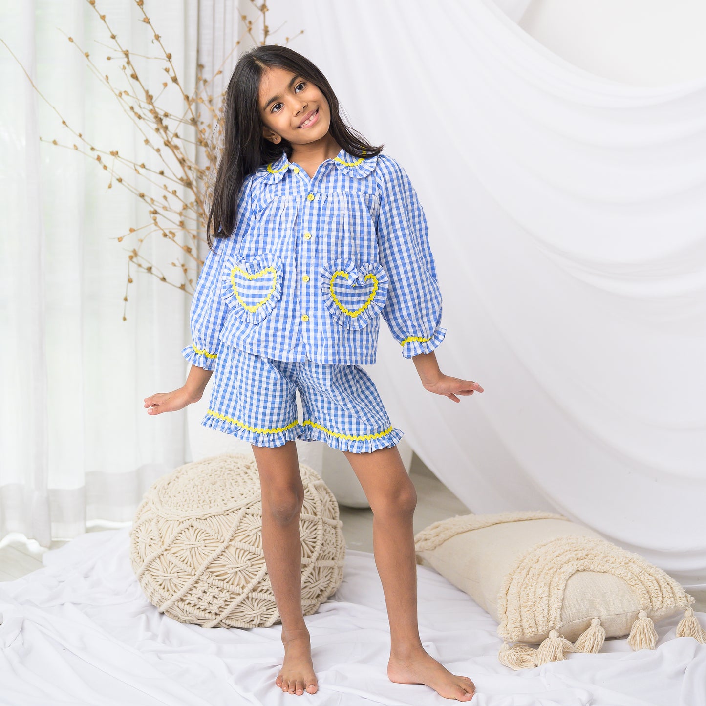 Fairies Forever Blue Checks Cotton Night Suit-Blue