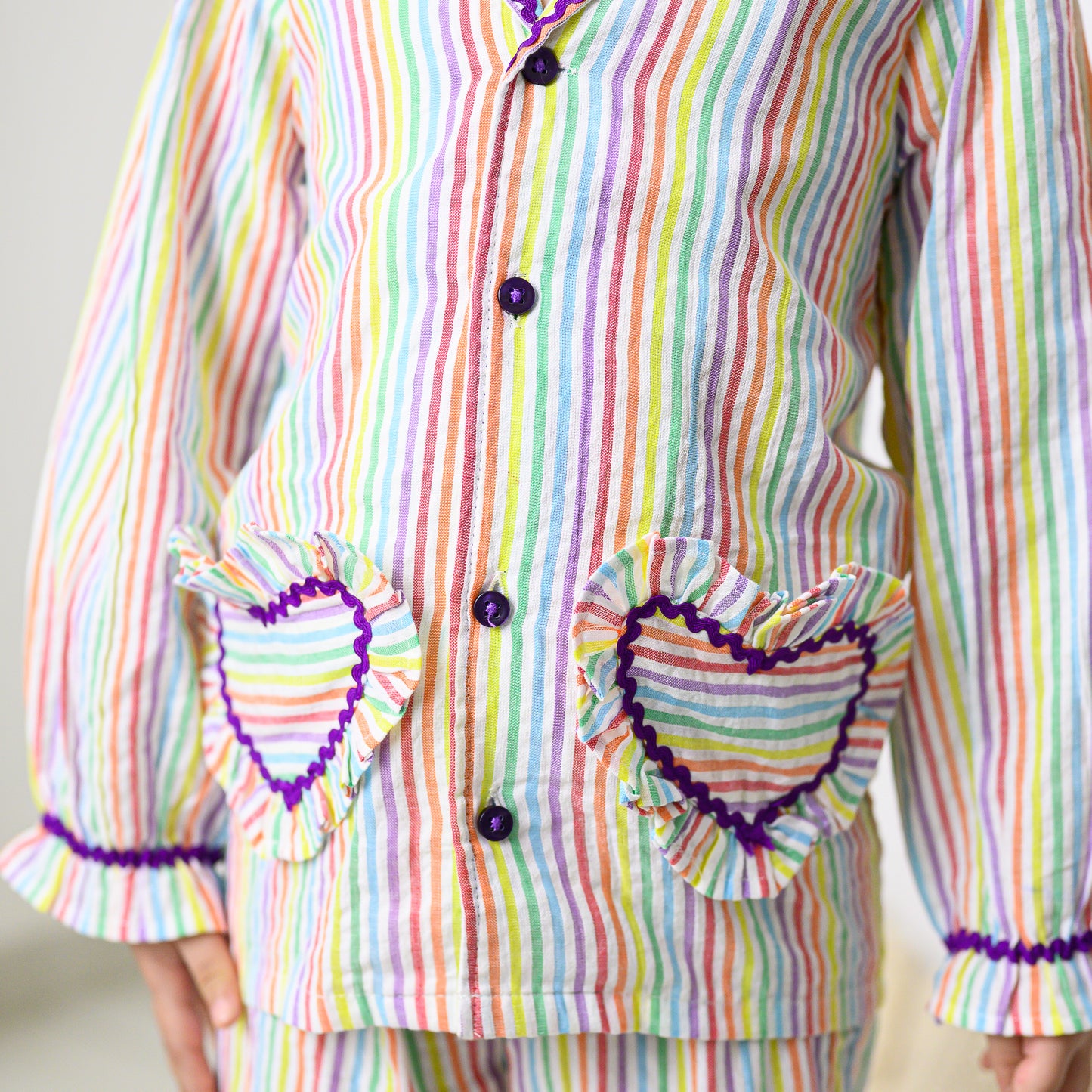 Colorful Stripes Night Dress With Pants