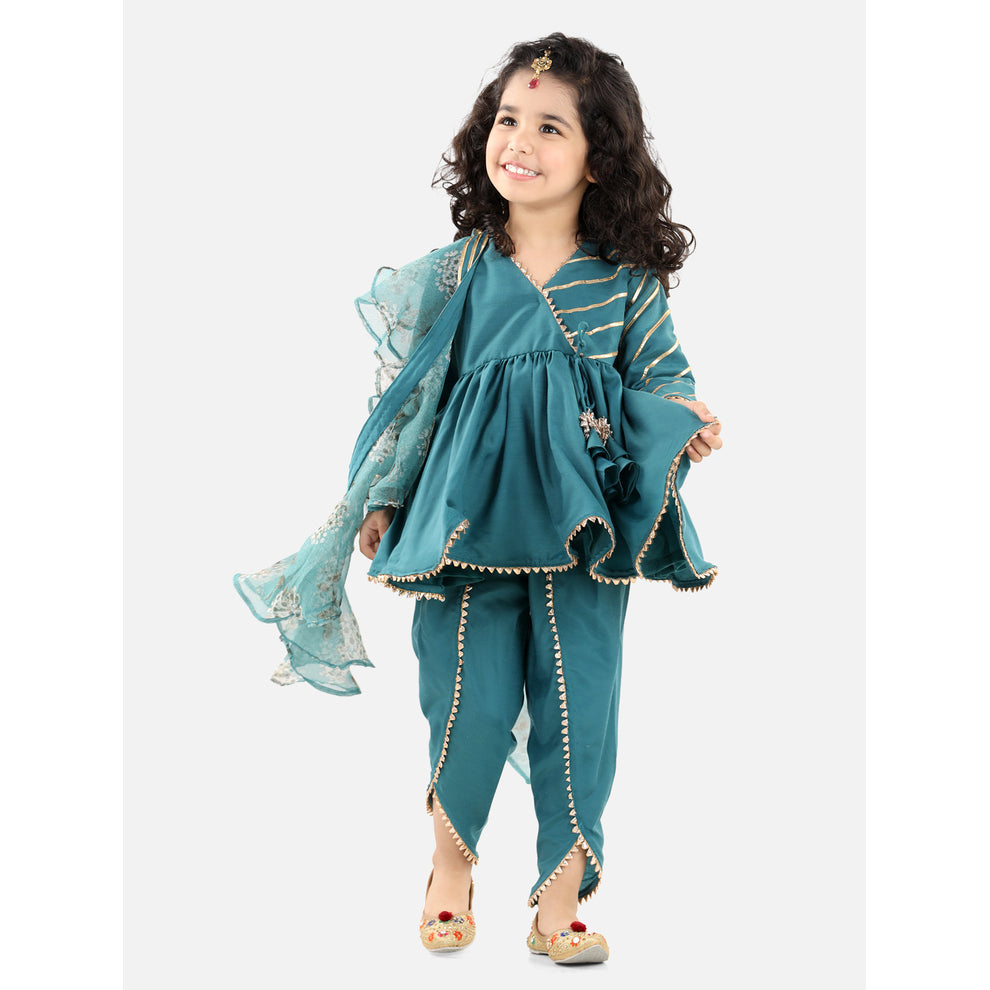 Teal Green Angrakha Set Teal Green