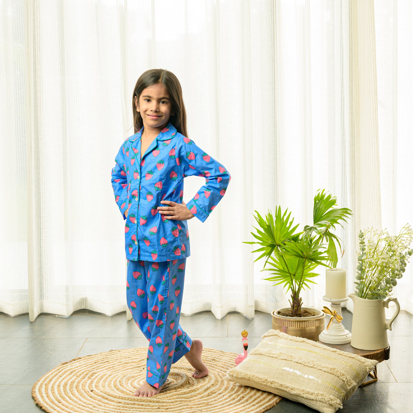 Strawberry Print Cotton Night Suit