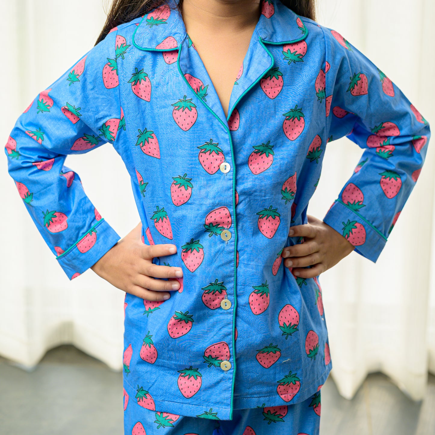Strawberry Print Cotton Night Suit