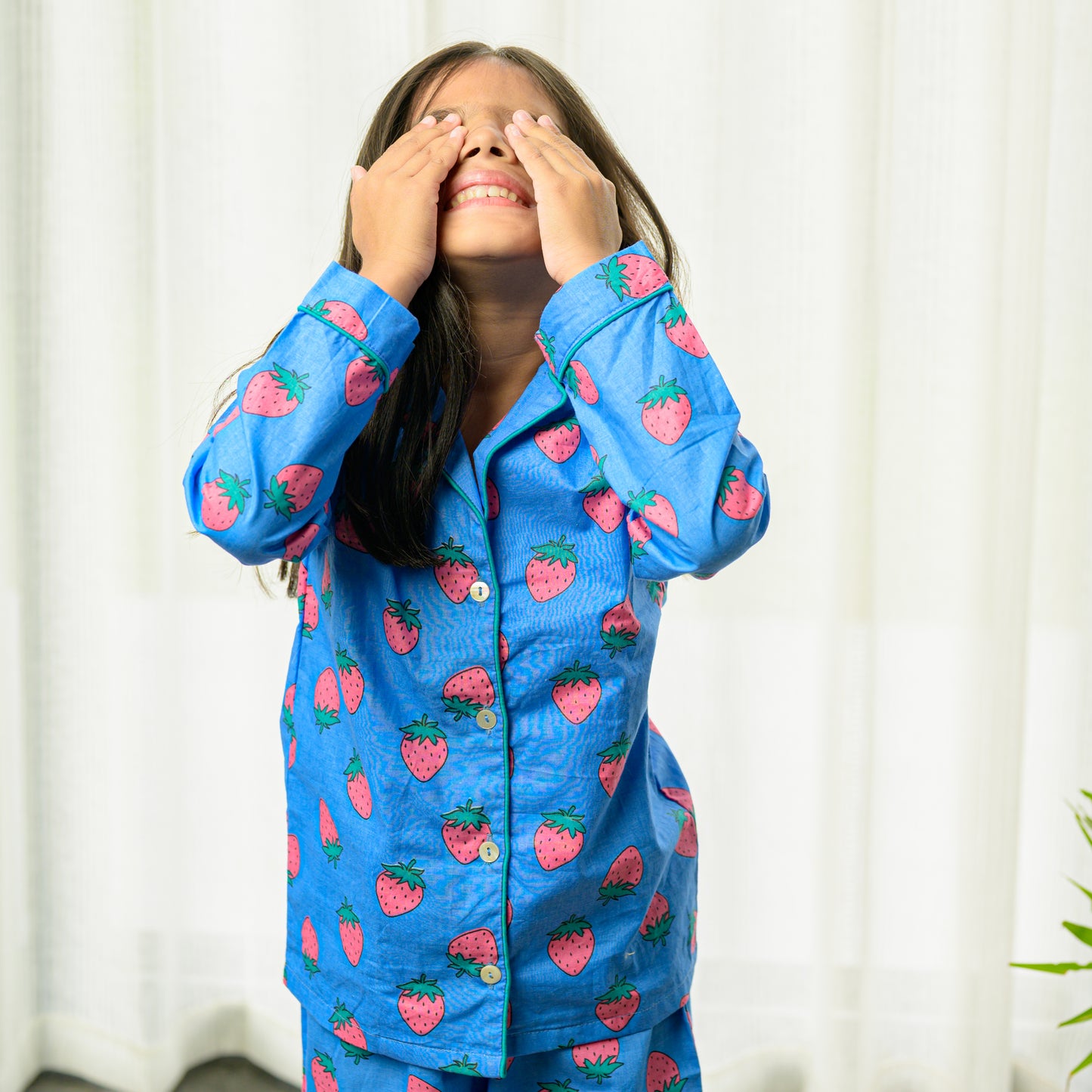 Strawberry Print Cotton Night Suit