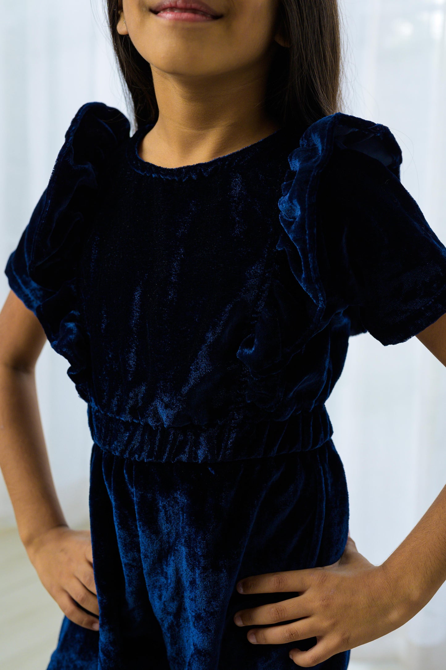 Navy Blue Velvet Jumpsuit