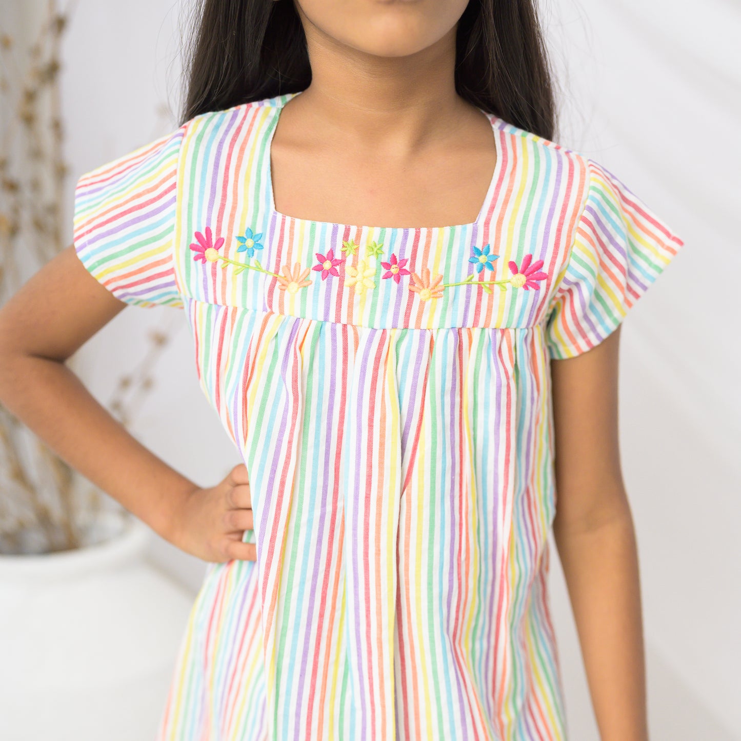 Multi Dress Half Sleeve With Embroidery