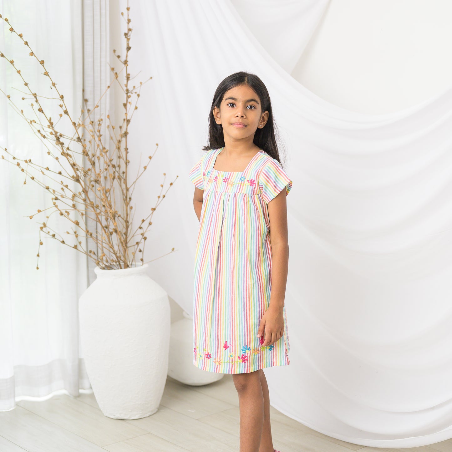Multi Dress Half Sleeve With Embroidery