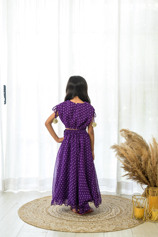 Purple Bandhej Designer Lehenga Set