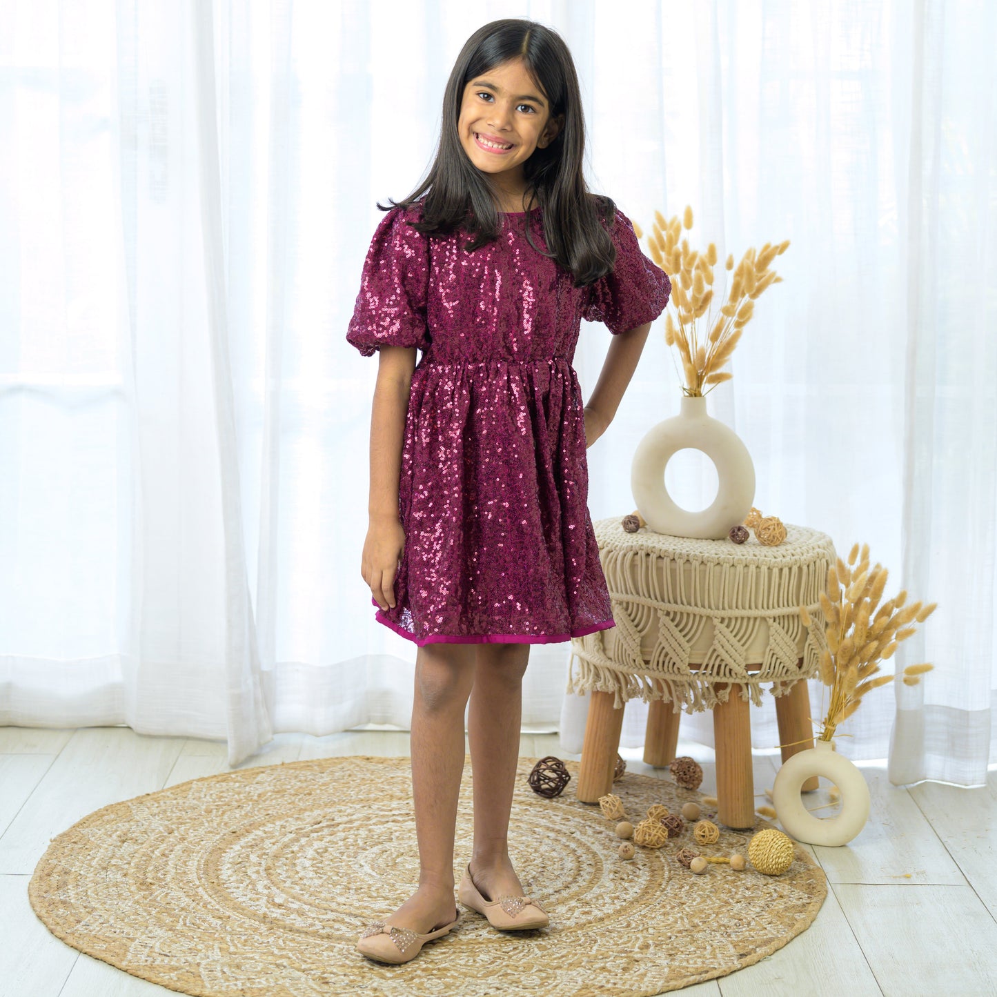 Maroon Sequin Party Dress