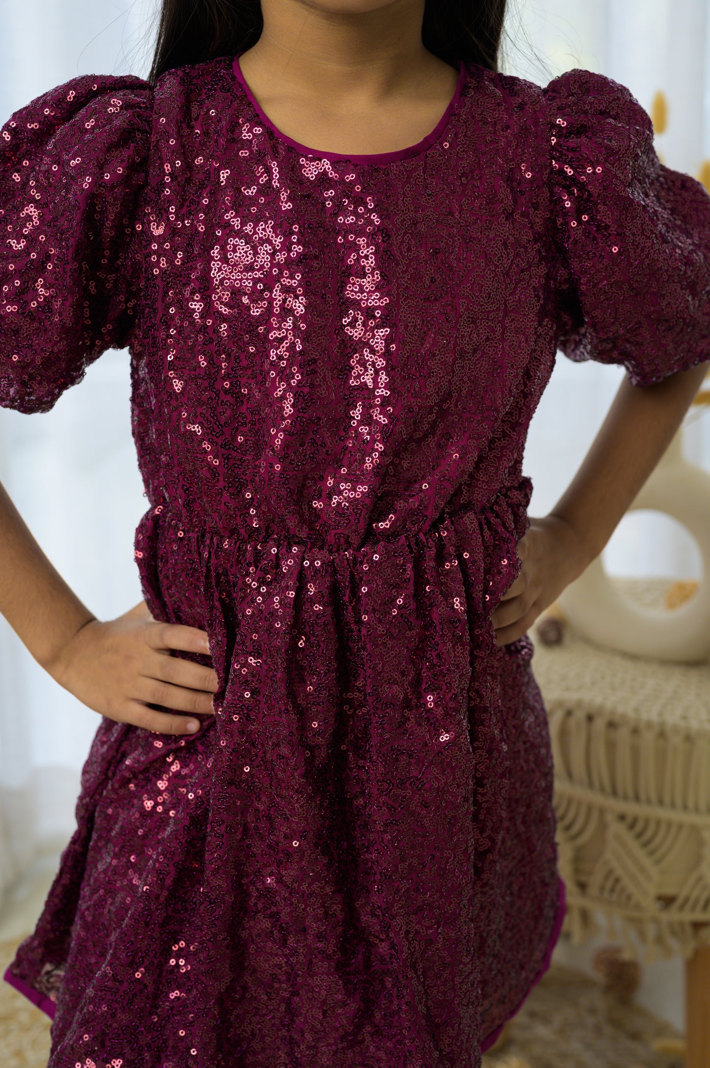 Maroon Sequin Party Dress