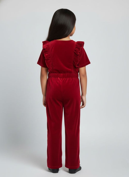 Maroon Velvet Jumpsuit