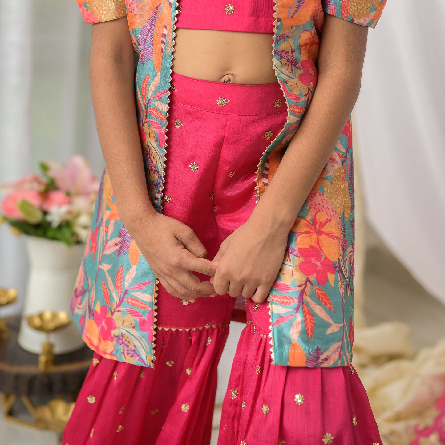 Printed Jacket With Sharara Set