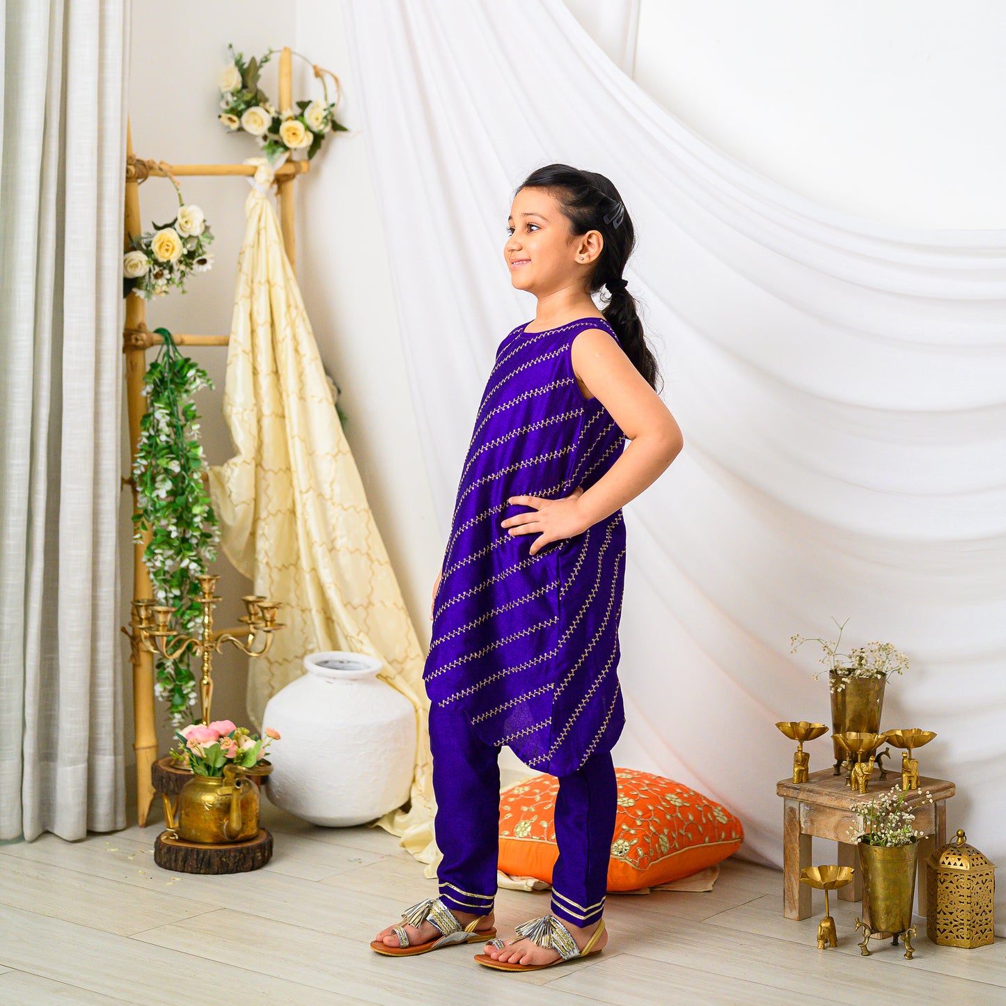 Purple Embroidered Designer Kurta With Pants