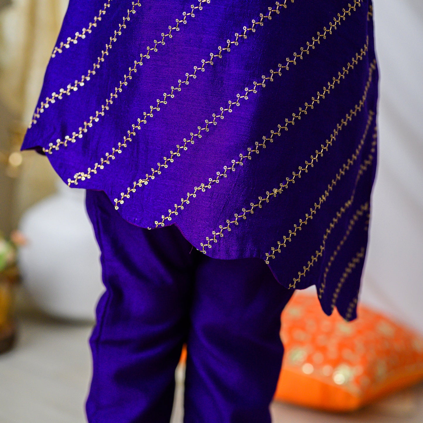 Purple Embroidered Designer Kurta With Pants