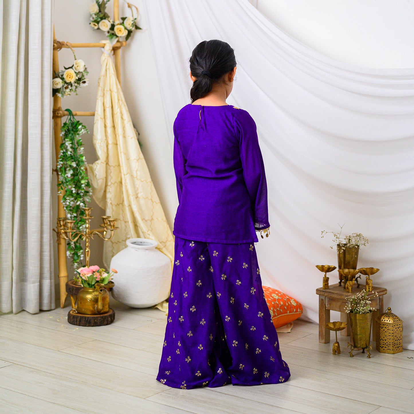 Purple Embroidered Designer Kurta With Pants