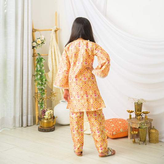 Yellow Patola Suit with Farshi Pants