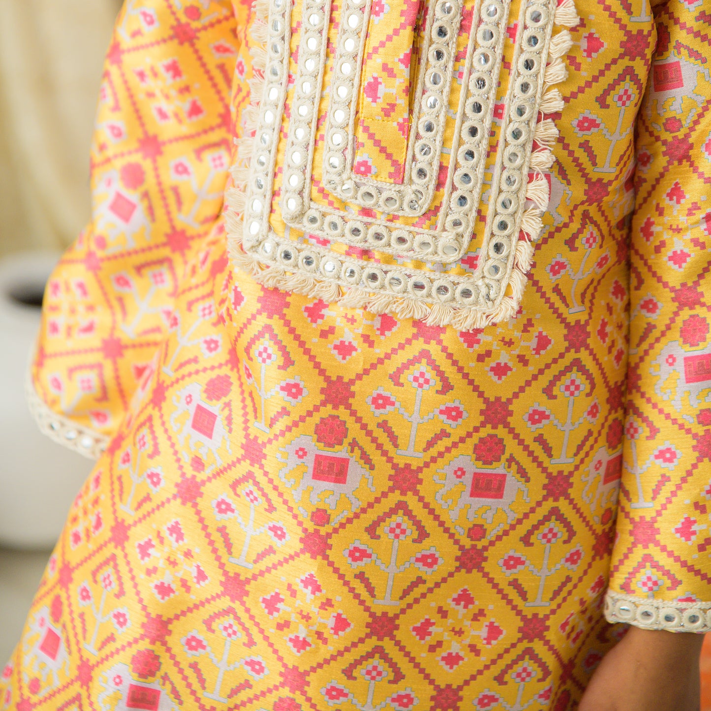 Yellow Patola Suit with Farshi Pants