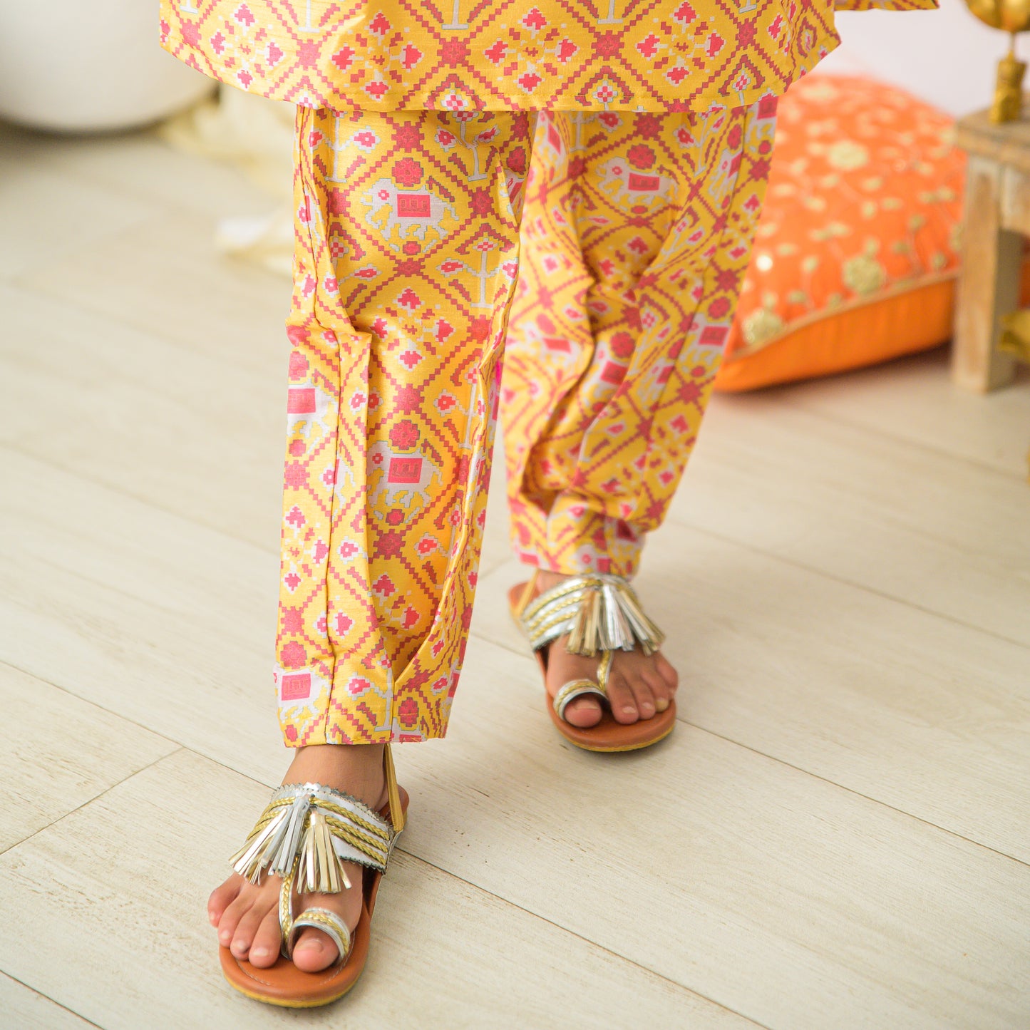 Yellow Patola Suit with Farshi Pants