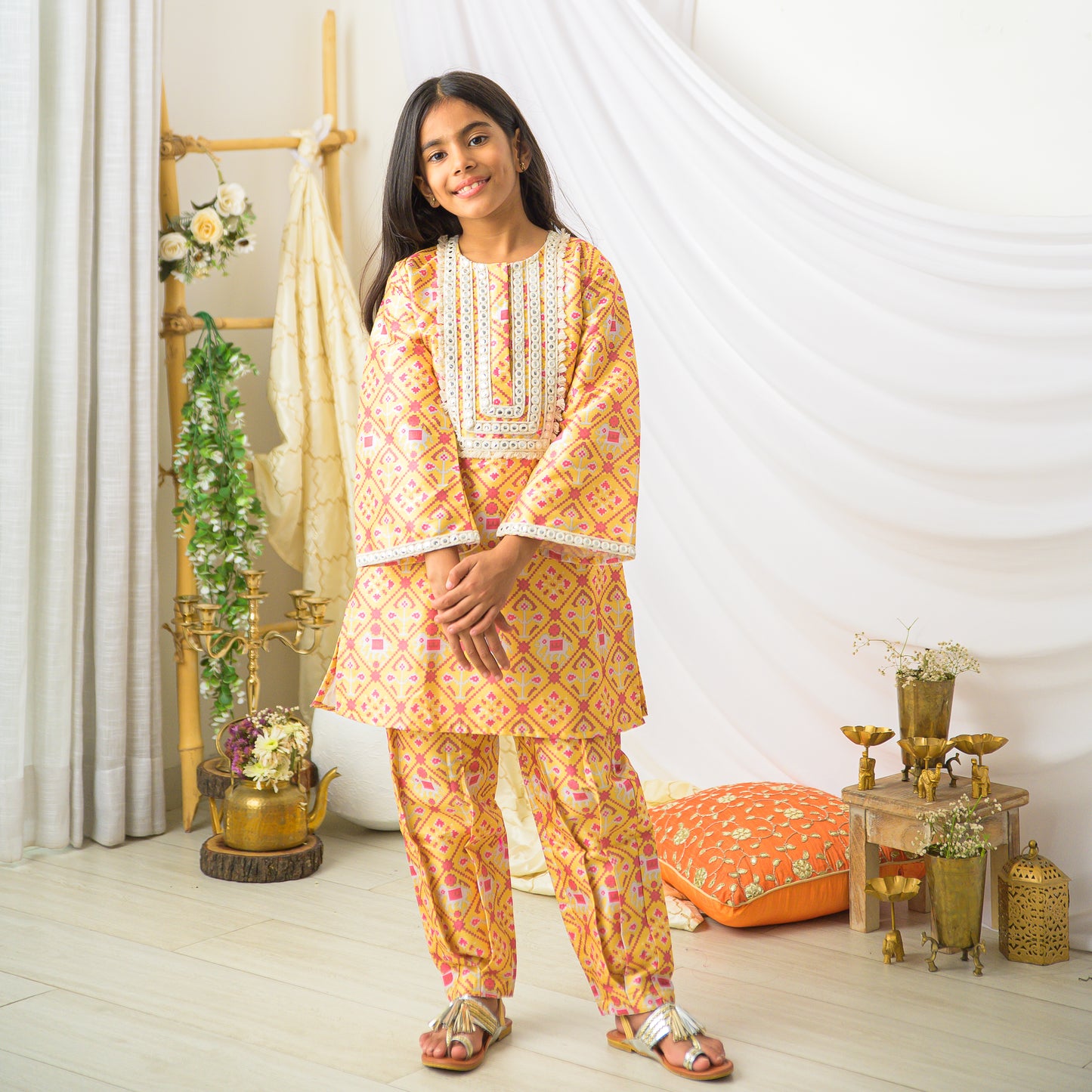 Yellow Patola Suit with Farshi Pants