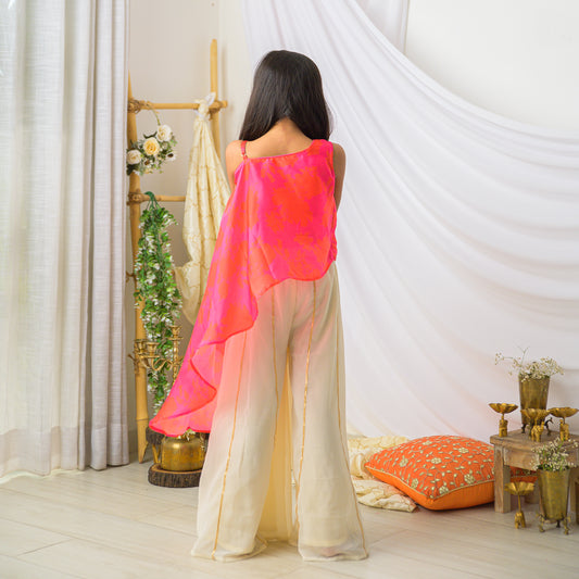 Pink Leheriya Top With Plazzo