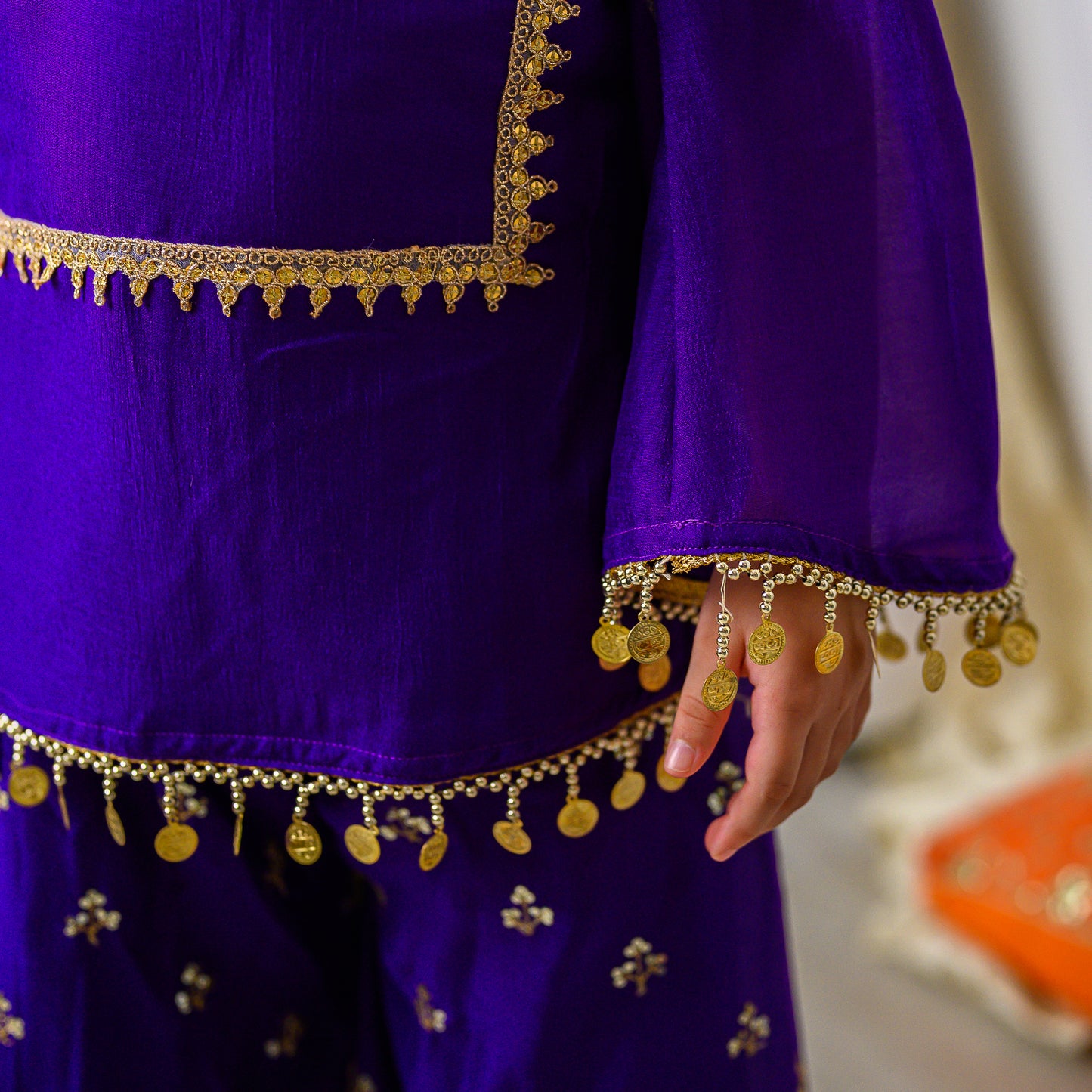 Purple Palazzo Pants with Short Kurta