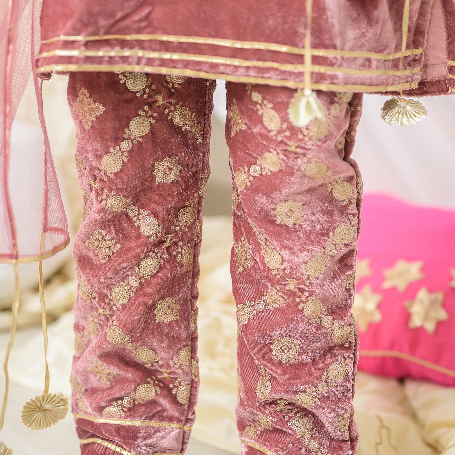 Velvet With Full Sleeve ad Embroidery At Pant Ethnic