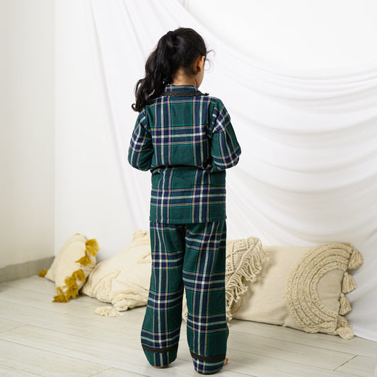 Green Checks Cotton night Dress