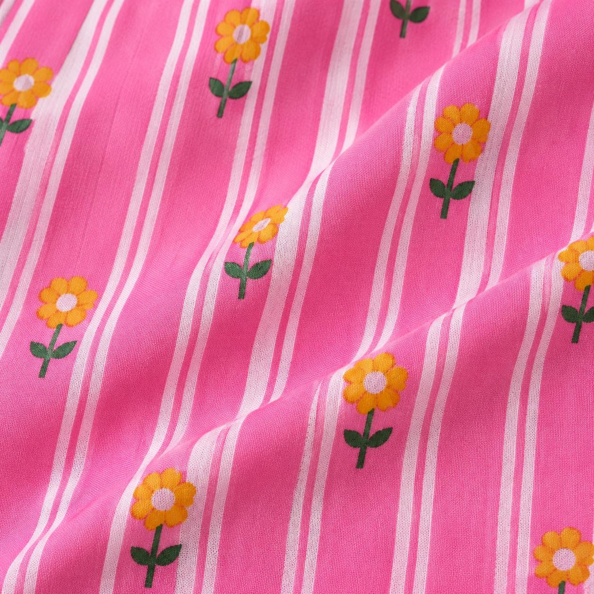 Pink Stripes Floral Print Mom Twinning Cotton Night Suit