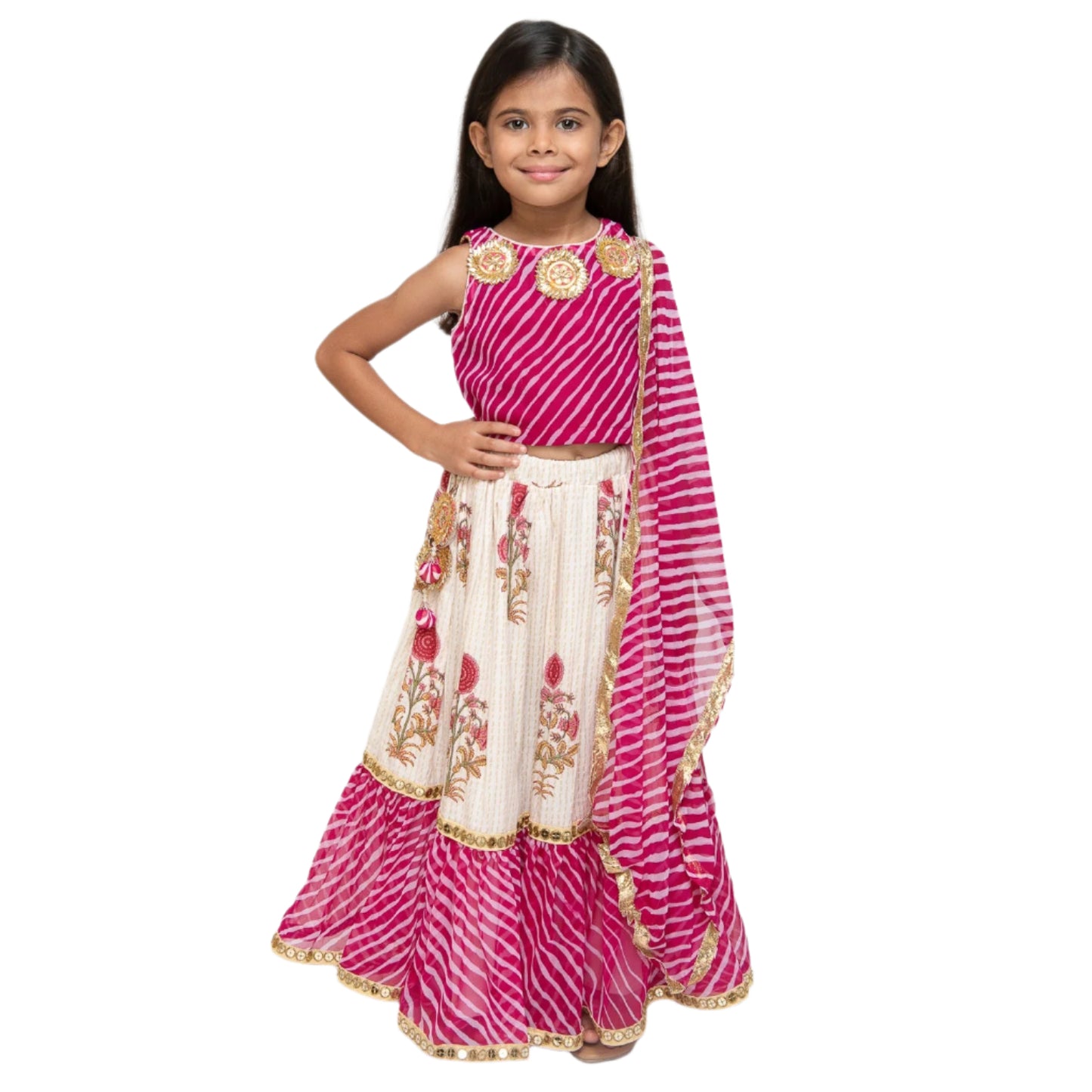 Block Print Skirt and leheriya Blouse Lehenga Set