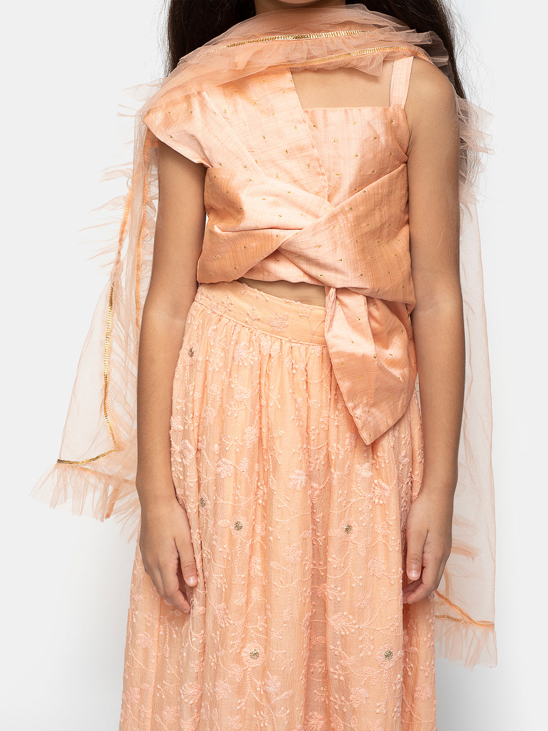 Peach Top and Lehenga Set