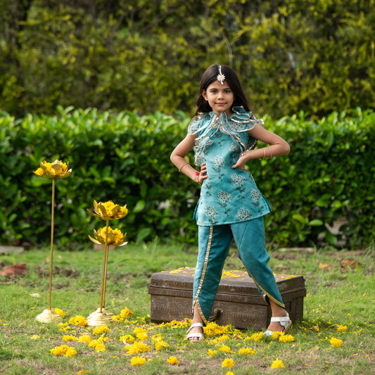 Ruffled Frilled Organza kurta with Dhoti