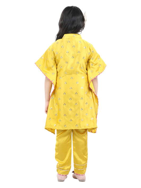 Mustard Sequin Kaftan With Pants