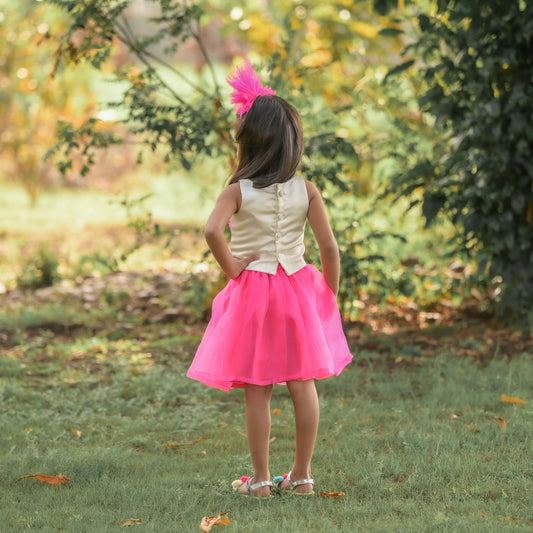White Crop top With Organza Skirt