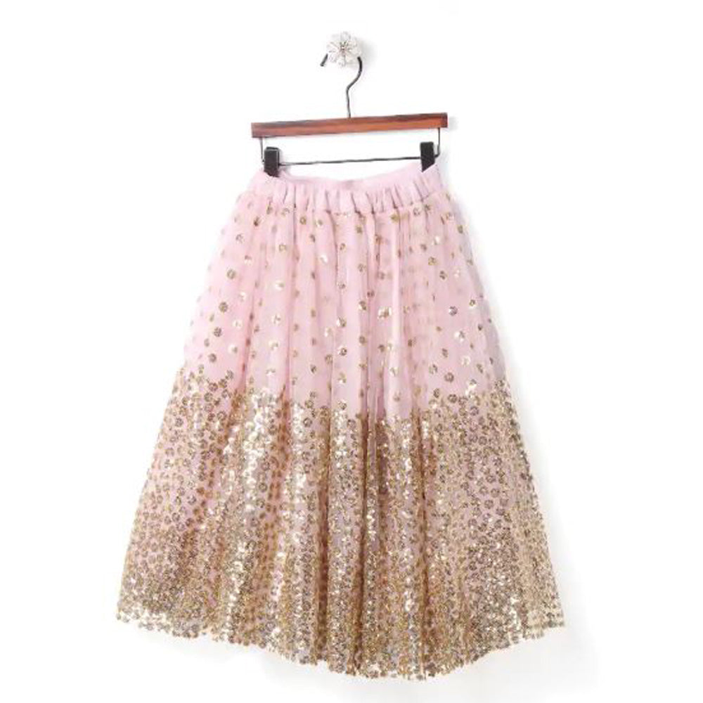 Shimmery And Glitter Lehenga Blouse With Dupatta Set - Pink
