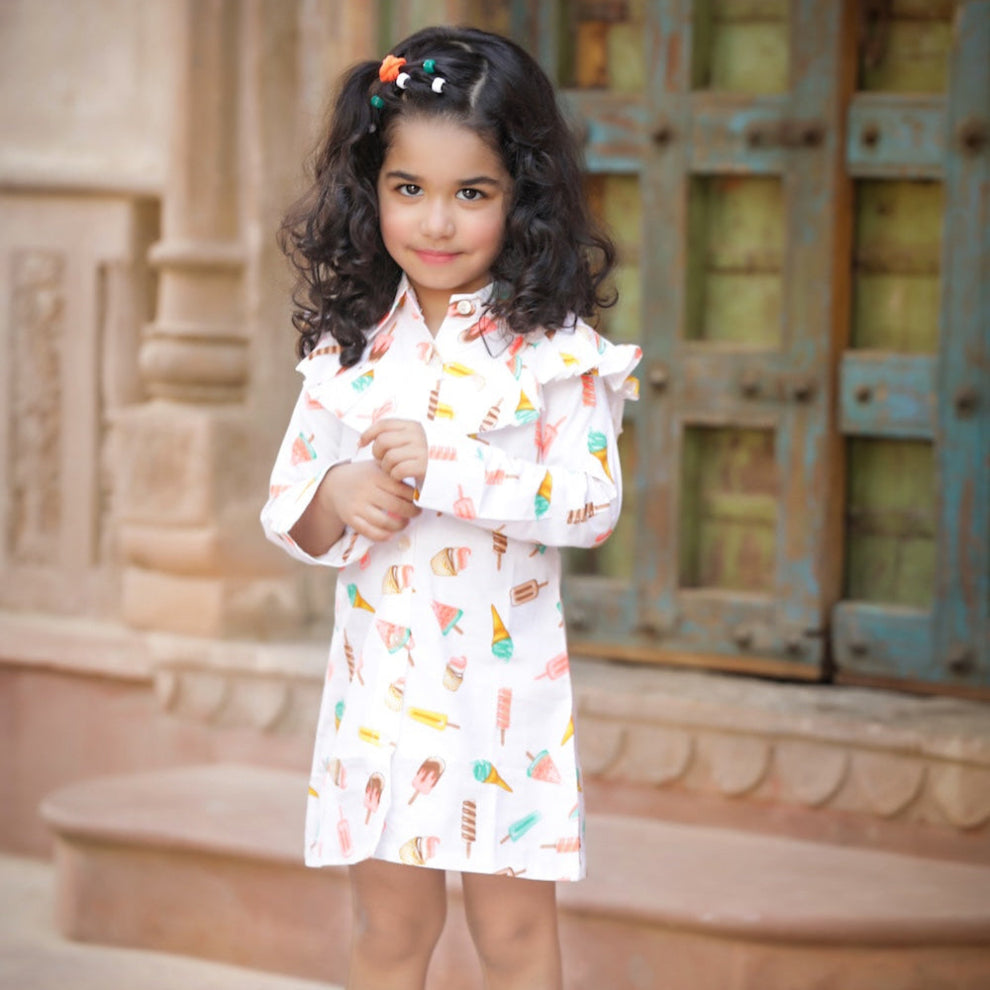 Multi Full Sleeve All Over Printed Dress
