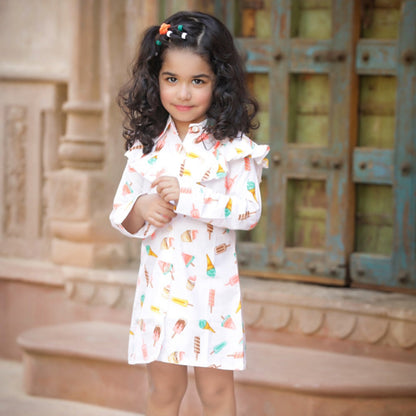 Multi Full Sleeve All Over Printed Dress