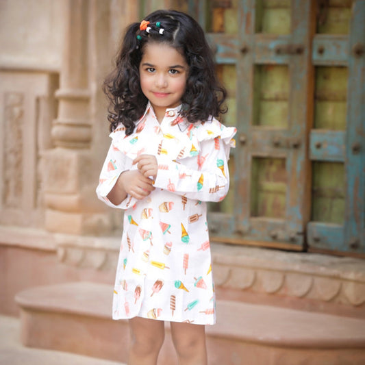 Multi Full Sleeve All Over Printed Dress