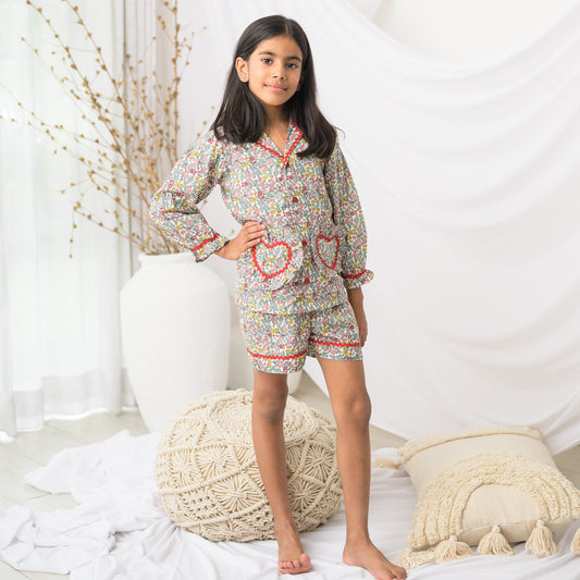 Multi Color Floral Night Suit
