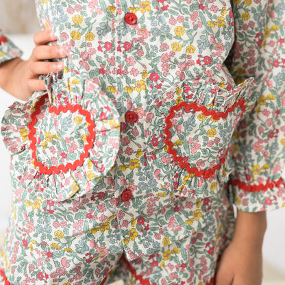 Multi Color Floral Night Suit