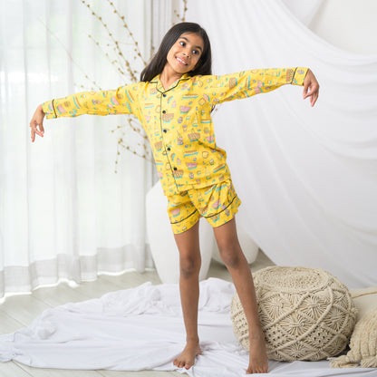 Yellow Cotton Night Suit Set