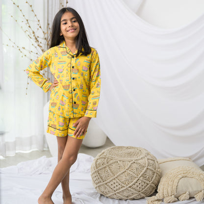 Yellow Cotton Night Suit Set
