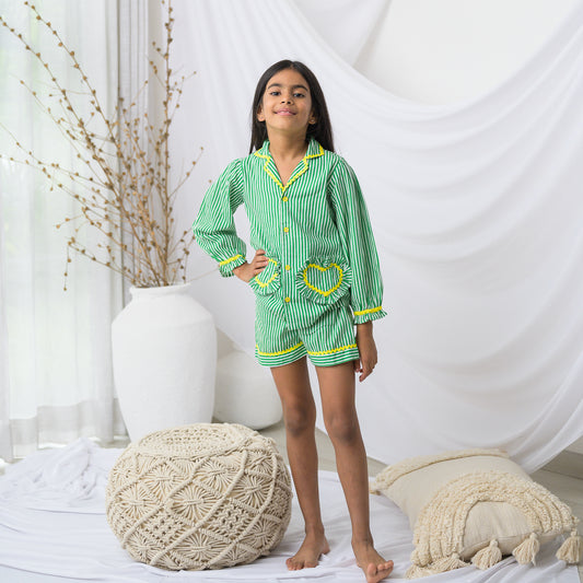 Green Stripes Night Suit