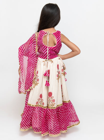 Block Print Skirt and leheriya Blouse Lehenga Set