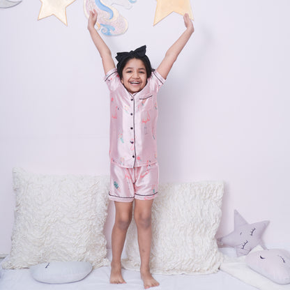 Flamingoes Night Dress with Shorts Set