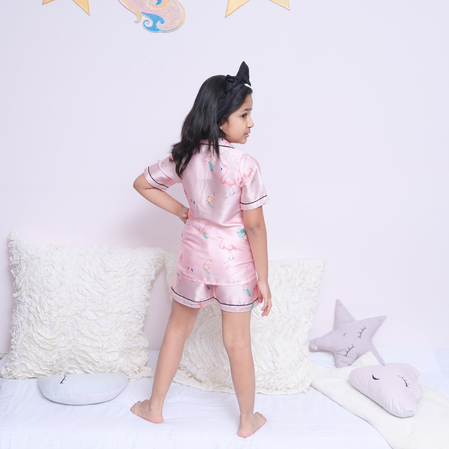 Flamingoes Night Dress with Shorts Set
