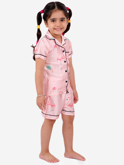 Flamingoes Night Dress with Shorts Set