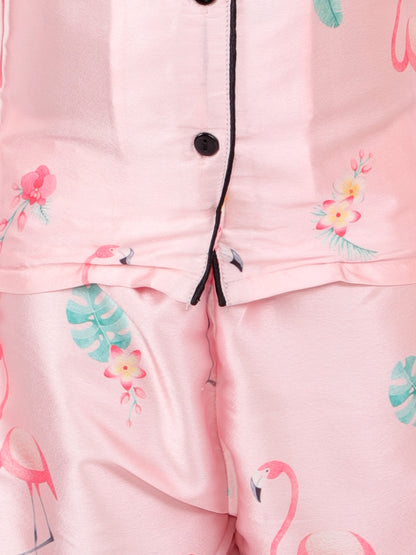 Flamingoes Night Dress with Shorts Set
